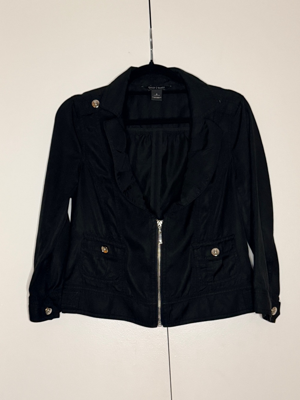 White House Black Market Ruffle Collar Moto Jacket